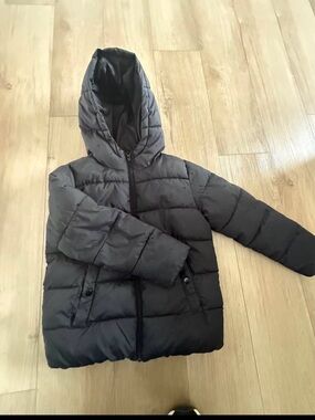Mango Kids Black Hooded Puffer Jacket